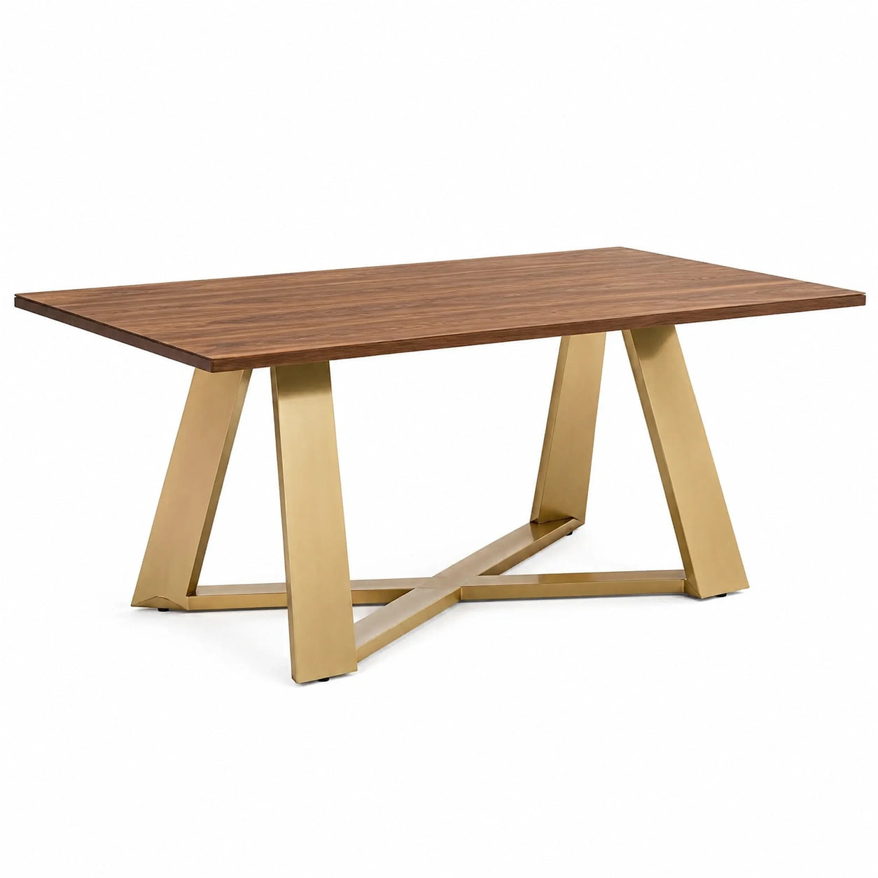 Moderner Esstisch aus Holzwerkstoff und Metall, Braun/Goldfarben, 180 x 90 x 76 cm