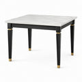 Esstisch 100 x 100 x 76 cm in weißer Marmoroptik mit schwarzem Metallgestell und goldfarbenen Akzenten