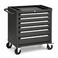 Mobiler Werkstattwagen aus Stahl mit 6 abschließbaren Schubladen, 77 x 46 x 87 cm, Schwarz/Silber