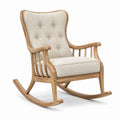 Gepolsterter Schaukelstuhl aus Naturholz in Beige, 70 x 90 x 105 cm, klassisches Design