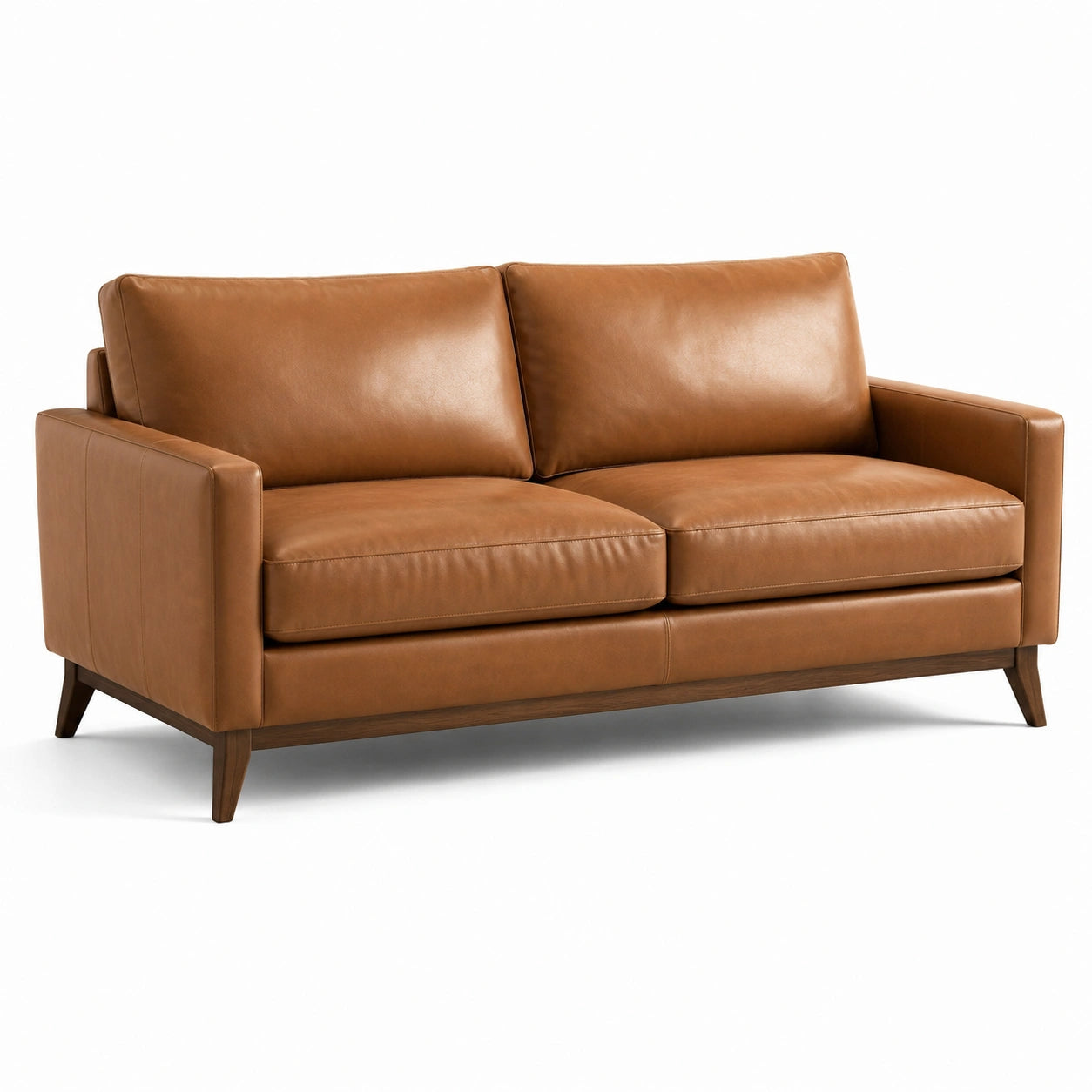 Zweisitzer-Sofa aus Leder, Cognacbraun/Dunkelbraun, 190 x 90 x 85 cm