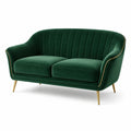 2-Sitzer-Sofa mit dunkelgrünem Samtbezug und goldfarbenen Metallbeinen, 160 x 82 x 82 cm