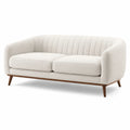 3-Sitzer-Sofa mit Bouclé-Bezug in Creme und braunem Holzgestell, 190 x 84 x 78 cm