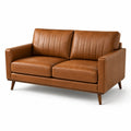 Zweisitzer-Sofa in Cognacbraun mit Lederoptik, 165 x 88 x 86 cm, Stil der Jahrhundertmitte
