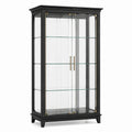 Vitrine aus Holzwerkstoff und Glas, Schwarz, 100 x 40 x 190 cm, mit 2 Glastüren und 3 Glasböden
