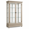 Vitrinenschrank in beiger Holzoptik mit 2 Glastüren und 3 Glasböden, 110 x 42 x 190 cm, Landhausstil