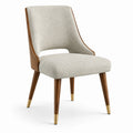 Moderner Esszimmerstuhl 62 x 58 x 85 cm, Creme/Braun/Gold, gepolstert mit Holzgestell