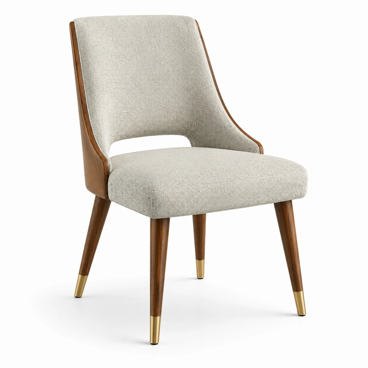 Moderner Esszimmerstuhl 62 x 58 x 85 cm, Creme/Braun/Gold, gepolstert mit Holzgestell