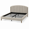 Polsterbett 160 x 200 cm Beige mit hohem Bogenkopfteil und Metalllattenrahmen