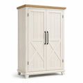 Kleiderschrank aus Holzwerkstoff, 100 x 50 x 180 cm, Weiß/Natur/Schwarz, 2 Türen im Landhausstil